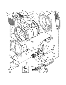 Bulkhead Parts Diagram and Parts List for WED8000DW0  Whirlpool Dryer