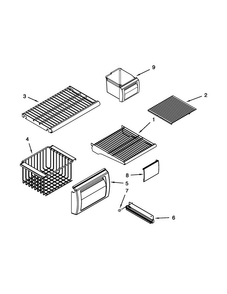 Freezer Shelf Parts Diagram and Parts List for KSSO48FTX18  KitchenAid Refrigerator