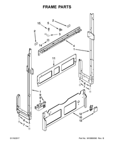 Frame Parts Diagram and Parts List for UDT555SAFP0  Whirlpool Dishwasher