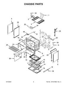 Chassis Parts Diagram and Parts List for WFG525S0JW2  Whirlpool Range