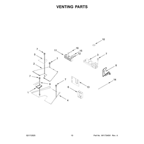 Venting Parts Diagram and Parts List for KFDC500JAV03  KitchenAid Range