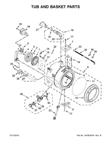 Tub And Basket Parts Diagram and Parts List for WFW87HEDW1  Whirlpool Washer
