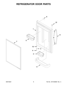 Refrigerator Door Parts Diagram and Parts List for WRB329LFBM03  Whirlpool Refrigerator