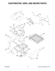 03 - Evaporator, Grid, And Water Parts Diagram and Parts List for KUID508HPS02  Whirlpool Ice Maker