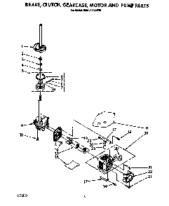 Brake, Clutch, Gearcase, Motor And Pump Diagram and Parts List for 6MAL5143VW0  Whirlpool Washer