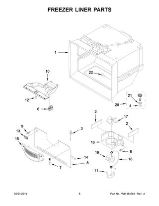 Freezer Liner Parts Diagram and Parts List for WRB119WFBM01  Whirlpool Refrigerator