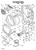 BULKHEAD PARTS Diagram and Parts List for WGD8300SW1  Whirlpool Dryer