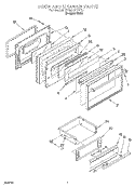 DOOR & DRAWER Diagram and Parts List for SF387PEYQ7  Whirlpool Range