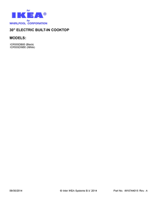 Cover Sheet Diagram and Parts List for ICR555DB00  Whirlpool Cooktop