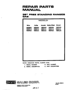 Front Cover Diagram and Parts List for 1653*2A  Roper Range