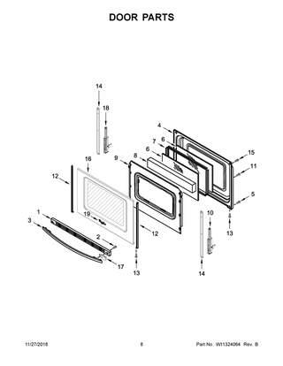 Door Parts Diagram and Parts List for WEG515S0FS2  Whirlpool Range