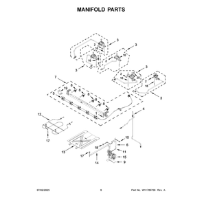 Manifold Parts Diagram and Parts List for WFGS4530SV0  Whirlpool Range