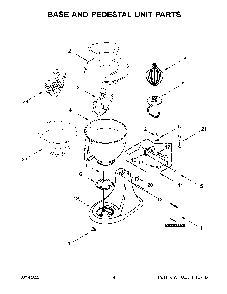 Base And Pedestal Unit Parts Diagram and Parts List for 5KSM195PSWBM0  KitchenAid Mixer