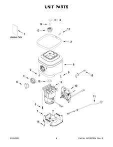 Unit Parts Diagram and Parts List for 5KSB4027GVB0  Whirlpool Blender