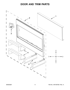 Door And Trim Parts Diagram and Parts List for WMT55511KS02  Whirlpool Microwave Oven Combo