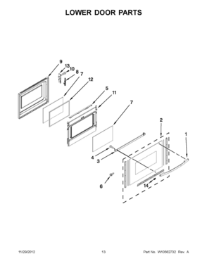 06 - LOWER DOOR PARTS Diagram and Parts List for YMET8885XB02  Whirlpool Range