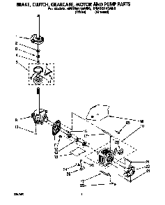 Brake, Clutch, Gearcase, Motor And Pump Diagram and Parts List for 6MAX5143AN0  Whirlpool Washer