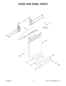 Door And Panel Parts Diagram and Parts List for KDPM804KPS2  KitchenAid Dishwasher