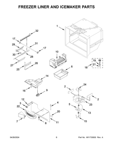 Freezer Liner And Icemaker Parts Diagram and Parts List for KRFF302ESS08  KitchenAid Refrigerator