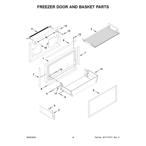 Freezer Door And Basket Parts Diagram and Parts List for KBFN536SJP00  KitchenAid Refrigerator