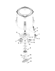Gearcase, Motor And Pump Parts Diagram and Parts List for 2DWTW4800YQ1  Whirlpool Washer