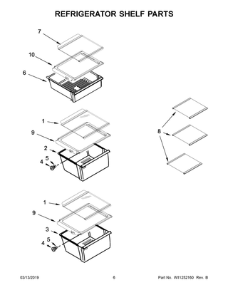 Refrigerator Shelf Parts Diagram and Parts List for WRS325SDHB01  Whirlpool Refrigerator