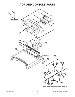01 - TOP AND CONSOLE PARTS Diagram and Parts List for YWED8500BW0  Whirlpool Dryer