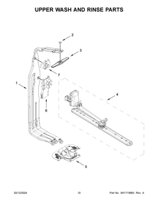 Upper Wash And Rinse Parts Diagram and Parts List for KDPM804KPS2  KitchenAid Dishwasher