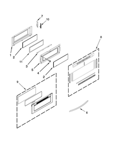 Upper Door Parts Diagram and Parts List for KERS505XSS05  KitchenAid Range