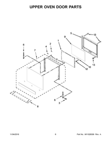 Upper Oven Door Parts Diagram and Parts List for IBD350DS03  Whirlpool Wall Oven