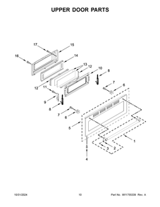 06 - Upper Door Parts Diagram and Parts List for KFGD500ESS12  Whirlpool Range