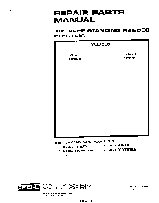 Front Cover Diagram and Parts List for 2276*0A  Roper Range