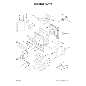 Chassis Parts Diagram and Parts List for WFGS4530SB0  Whirlpool Range