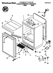 Cabinet Diagram and Parts List for KUWS246EWH1  KitchenAid Wine and Beverage Cooler
