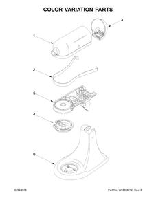 Color Variation Parts Diagram and Parts List for 5KSM150PSICA4  KitchenAid Mixer