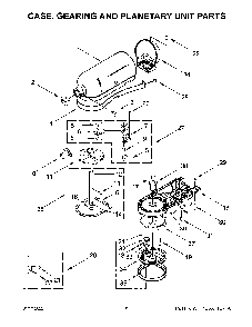 Case, Gearing And Planetary Unit Parts Diagram and Parts List for 5KSM130WER0  KitchenAid Mixer