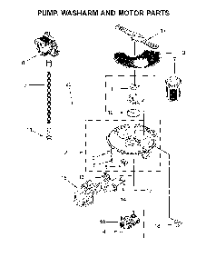 Pump, washarm and motor parts Diagram and Parts List for 66513209N413  Kenmore Dishwasher