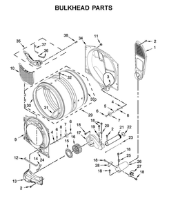 Bulkhead Parts Diagram and Parts List for WGD560LHW2  Whirlpool Dryer