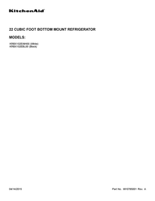 Cover Sheet Diagram and Parts List for KRBX102EWH00  KitchenAid Refrigerator