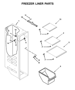 Freezer Liner Parts Diagram and Parts List for 10651752711  Kenmore Refrigerator