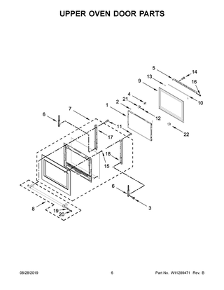 Upper Oven Door Parts Diagram and Parts List for KODE900HSS00  Whirlpool Wall Oven