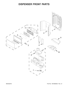 Dispenser Front Parts Diagram and Parts List for WRX735SDBE00  Whirlpool Refrigerator