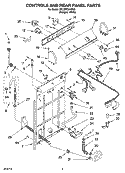 CONTROL AND REAR PANEL PARTS Diagram and Parts List for 2DLXR7244MQ0  Whirlpool Washer