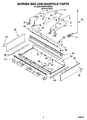 BURNER BOX AND MANIFOLD PARTS Diagram and Parts List for KDRP487MSS01  KitchenAid Range