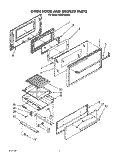 OVEN DOOR AND BROILER Diagram and Parts List for 1SF014BEN2  Whirlpool Range
