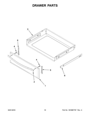 06 - Drawer Parts Diagram and Parts List for YWFE745H0FE0  Whirlpool Range