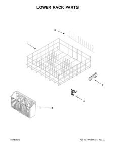 Lower Rack Parts Diagram and Parts List for IDF320PAFW1  Whirlpool Dishwasher