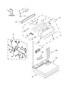 Top And Console Parts Diagram and Parts List for WED7000DW1  Whirlpool Dryer