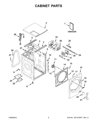 Cabinet Parts Diagram and Parts List for YWFC8090GX0  Whirlpool Range