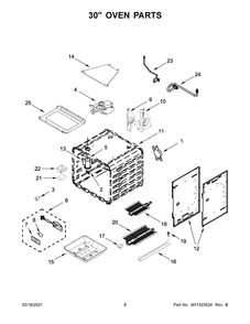 30 Inch Oven Parts Diagram and Parts List for JGRP748HL01  Whirlpool Range